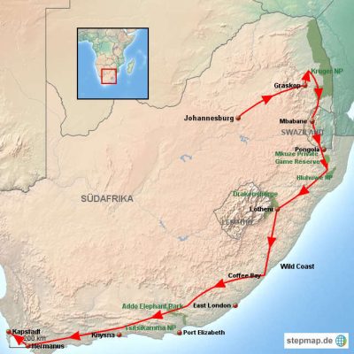 Abenteuer Südafrika Map