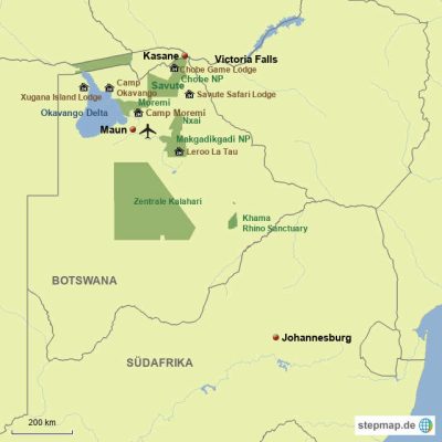 Best of Desert & Delta Safaris Map