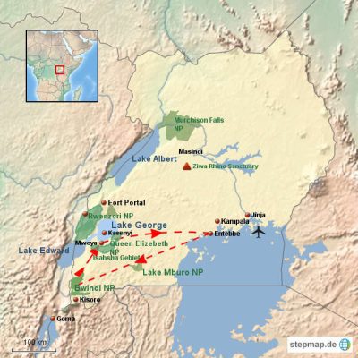 Bwindi & Queen Elizabeth National Park Routemap