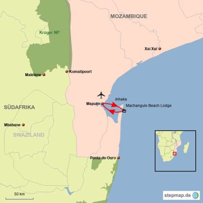 City & Beach in Mozambique Routemap
