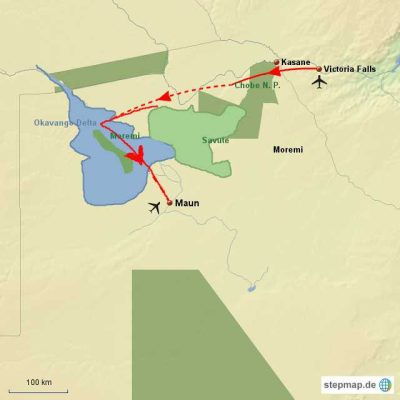 Drei Flüsse Safari Routemap