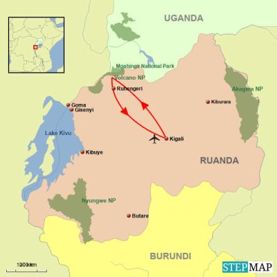 Gorilla Trekking im Mgahinga Gorilla Nationalpark *Neu* Routemap
