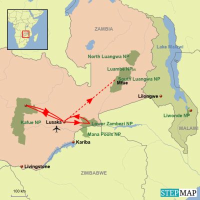 Höhepunkte Sambias Routemap