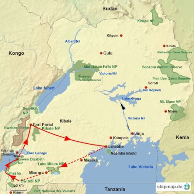 Klassisches Uganda Routemap