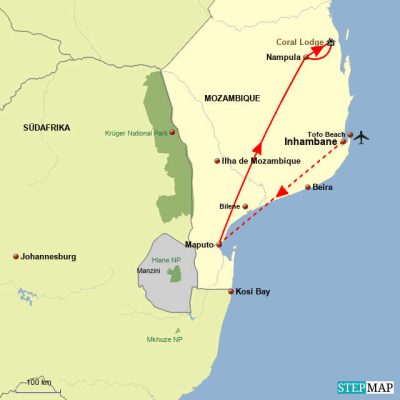 Mozambique hautnah *Neu* Routemap