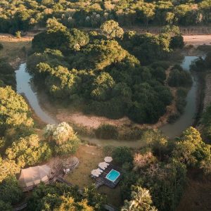 Muzimu Lodge aus der Luft