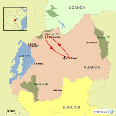 Ruanda Gorilla Express Routemap