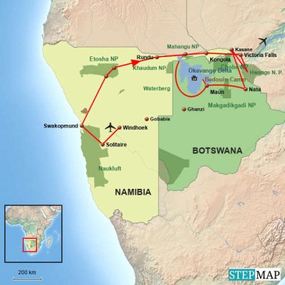 Trans African Lodge Safari *Neu* Routemap