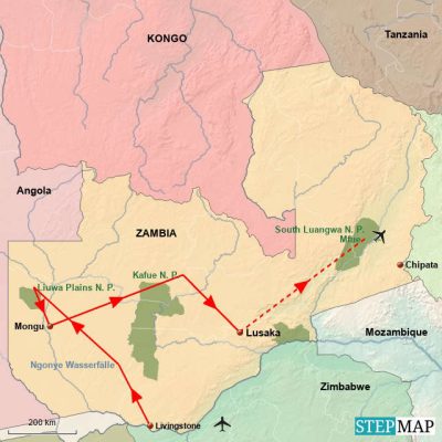 Unentdecktes Sambia - Routemap
